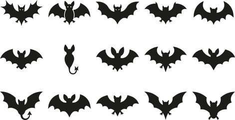 Fototapeta premium Halloween bat silhouette collection black bat silhouettes for spooky decor