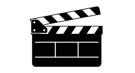 Fototapeta premium Clapperboard silhouette against a white background a classic film industry symbol silhouette filmmaking cinema movie