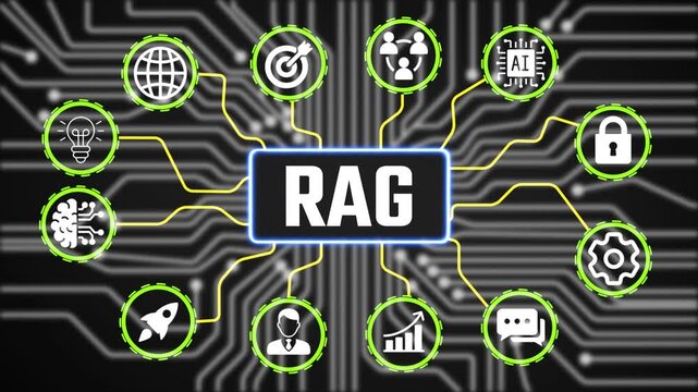 RAG Planning Technology Concept with Digital Business Icons Animation and Performance Tracking Interface HD Video animation