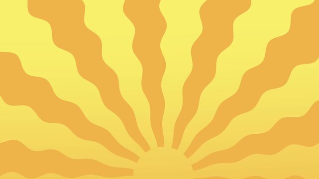 Funky Abstract Sun Summer Pattern. Red and Yellow Gradient Background. Bright Sunrise Illustration. Summer Sun Wave Rays.