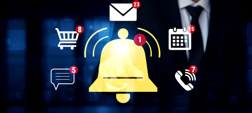 Notification Symbols Indicating Alerts and Messages for Communication and E-commerce in a Professional Setting. Glyphic.