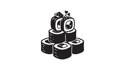 Stack Of Sushi Rolls Black Silhouette maki © MDAbdul