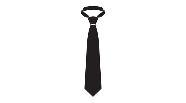 Black Necktie Silhouette Against White Background Minimalist Design