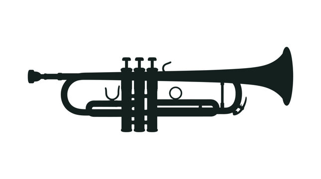 Black Silhouette Of A Trumpet Instrument Musical Wind Instrument Silhouette