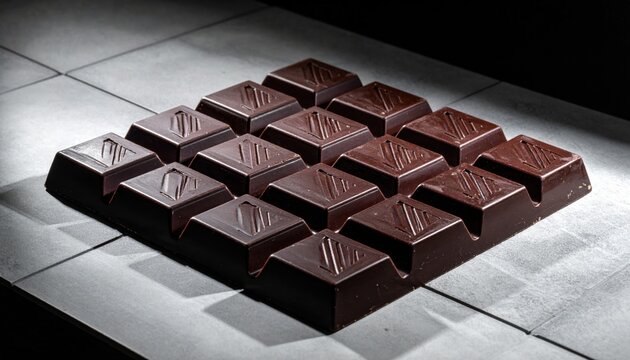 Rich Dark Chocolate Bar Divided into Individual Squares for Delectable Indulgence