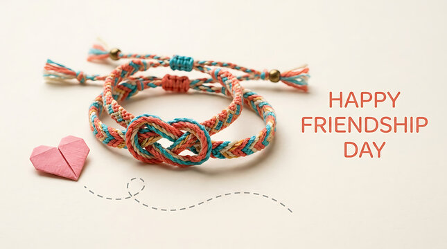 Two woven friendship bracelets with infinity knot