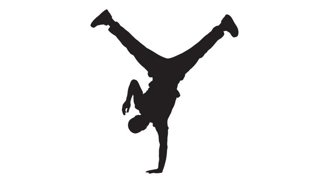 Breakdancer Performing Handstand Pose Black Silhouette breakdancing