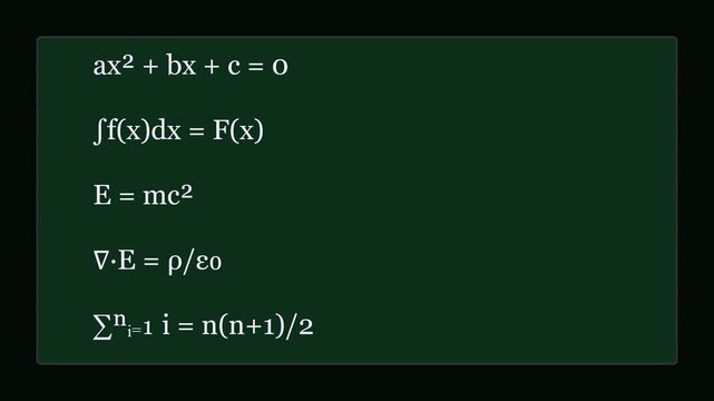 Mathematical physics equations and binary code background: scientific data analysis and digital technology concept animation 4k