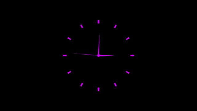  clock on black background animation day time. Footage. 4K
