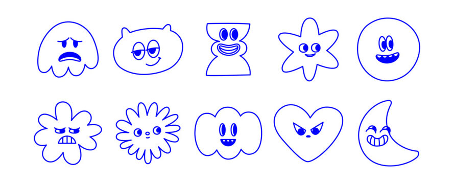 Vector illustration in trendy flat simple linear style, funny mascot and cartoon character, friendly sticker and badge for advertising, social media