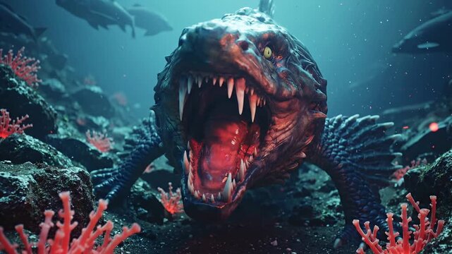 Terrifying Deep Sea Monster with Open Jaws