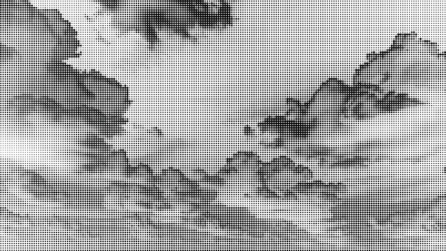 Halftone pattern with clouds on white and gray background