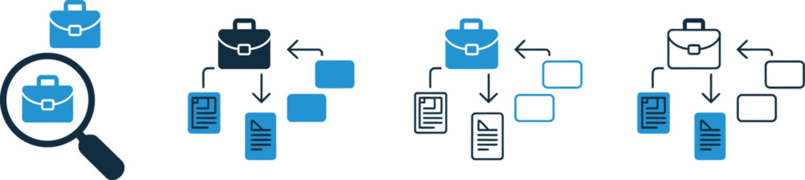 Work tracking icons featuring task management, progress monitoring, productivity, and workflow symbols in multiple styles