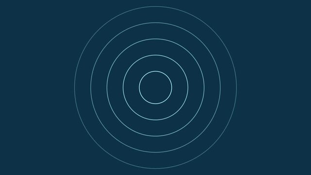 Minimalist concentric circles motion background: pulsing blue rings animation for modern digital and technology presentations 4k
