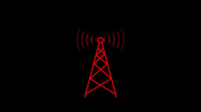wifi tower icon animation with black background 4k video .
