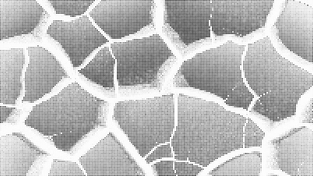 Halftone pattern with cracked shapes in gray and white tones