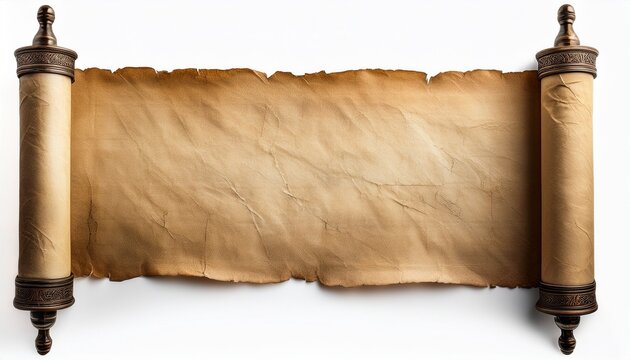 Scroll Of Old Parchment Paper Isolated On White