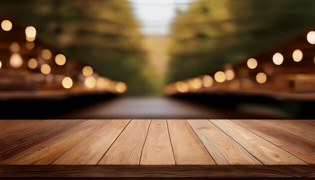 Isolated Wooden Tabletop For Copy Space And Product Display