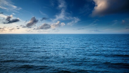 Fototapeta premium uds Over A Vast Ocean Horizon Peaceful Seascape With Cinematic Sky And Calm Atmospheric Depth Realistic Detail No Logos