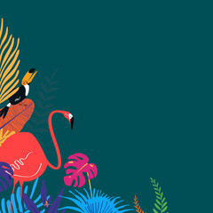 Colorful summer tropical bird border, green design © Rawpixel.com