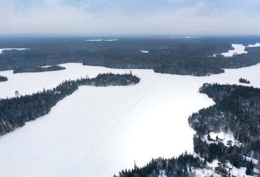 Tracks on Boundary Waters Area Lake in Snow