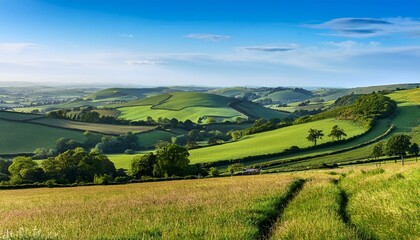 Obraz premium Beautiful English Countryside Landscape Over Rolling Hills