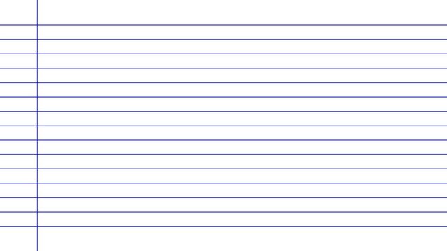 Blank white worksheet exercise book, lined notebook paper, Motion graphics of blank page icon, white background notebook 4k quality animation video.