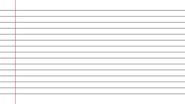 Blank white worksheet exercise book, lined notebook paper, Motion graphics of blank page icon, white background notebook 4k quality animation video.