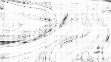 Fototapeta premium Halftone pattern with wavy lines and dots on white background