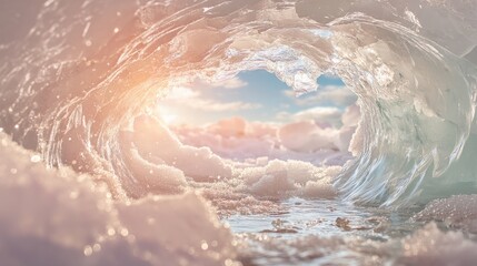 Fototapeta premium Stunning Frozen Lake Scene with Ice Fishing Hole and Breathtaking View