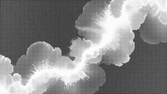 Halftone pattern with white clouds on dark background texture