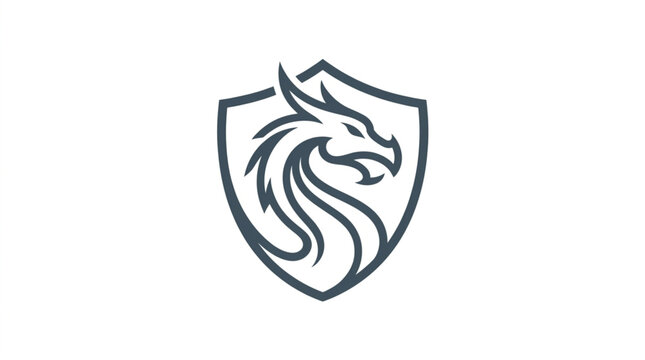 Stylized Shield Emblem with Dragon Head Design.