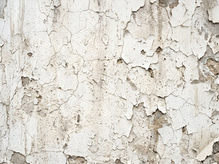 Fototapeta premium A close-up view of a weathered wall with peeling white paint