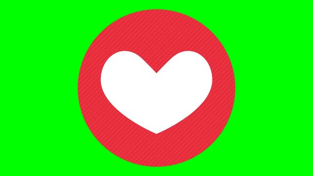 Animated Heart Icon on Green Screen