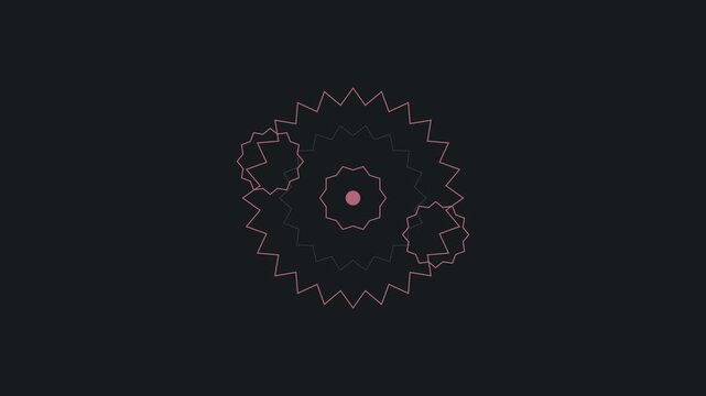 Minimalist pink geometric gear animation rotating on dark 4k background, for modern motion, and abstract projects