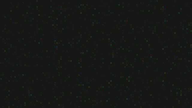 Digital Noise Stream: Scattered Multi-Colored Numbers on Dark Background