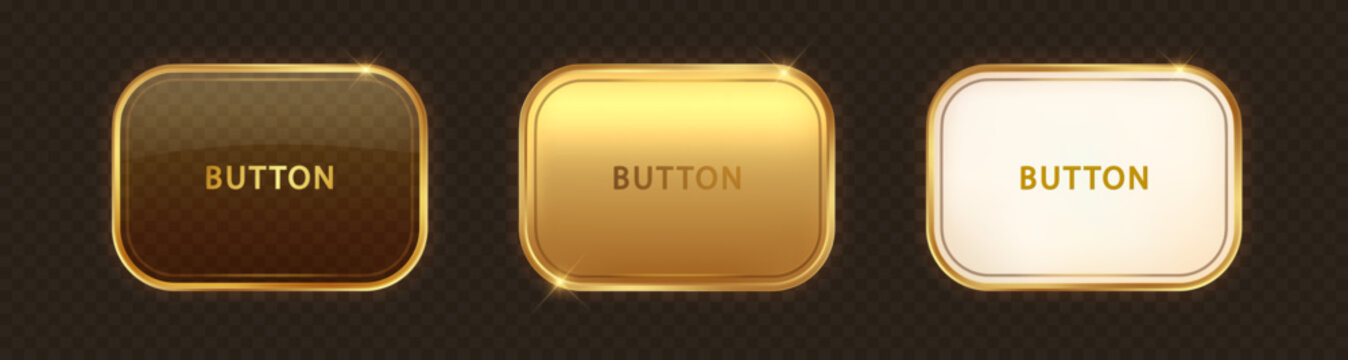 Golden button set isolated. Premium interface component for modern applications and digital products.
