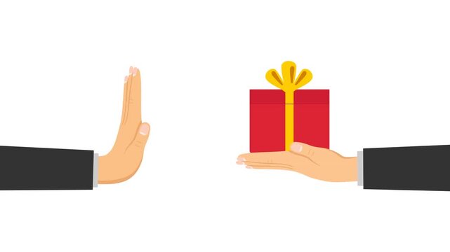 refusing gift video animation reject gift flat concept