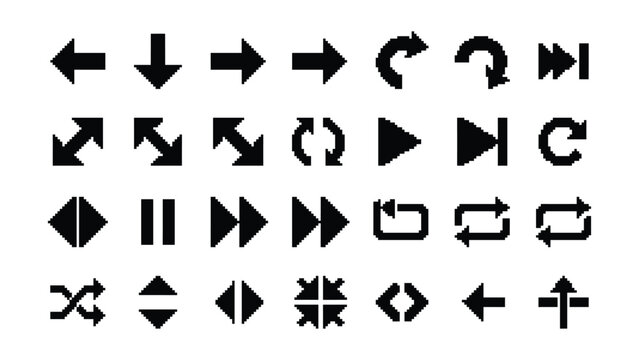 Collection of various black arrow icons on transparent background for navigation and direction  indicating movement and direction