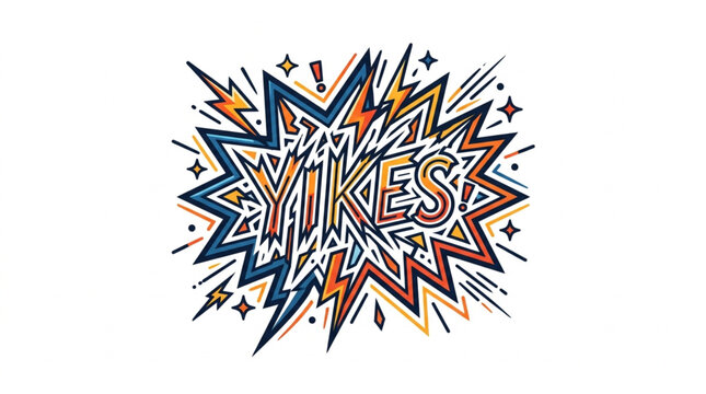 Yikes comic book explosion word art illustration.