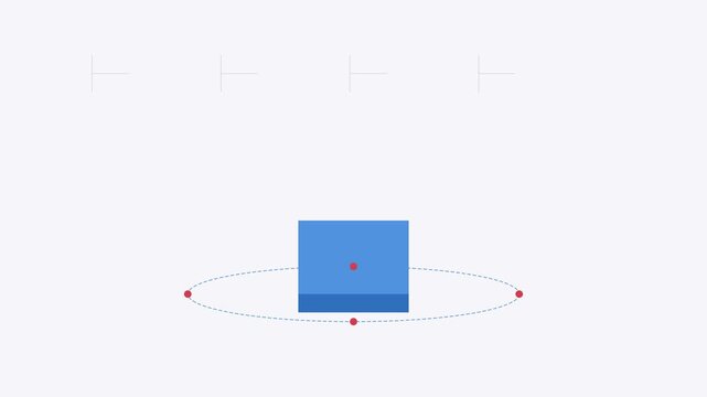3 d blue box rotating on elliptical path minimalist animation 4k cube rotation