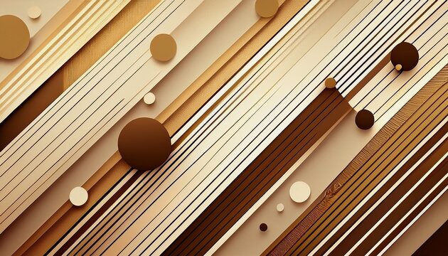 Abstract Beige And Brown Diagonal Lines With Circles Modern Graphic Background