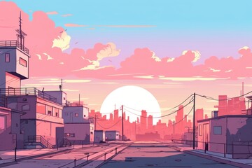 Naklejka premium Illustration buildings landscape architecture cityscape outdoors.