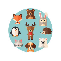 Obraz premium Cute Woodland Animals Collection - Vector Illustration