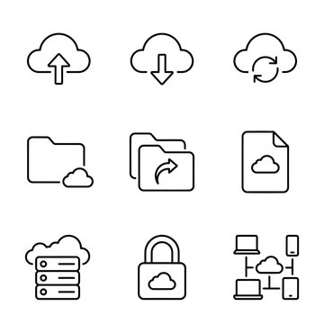 Collection of Cloud Storage and Data Transfer Icons.