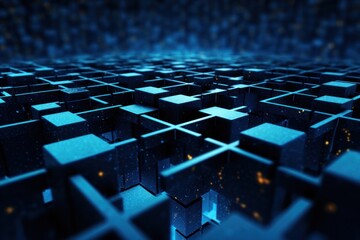 Fototapeta premium Visualization of a blockchain technology abstract computer.