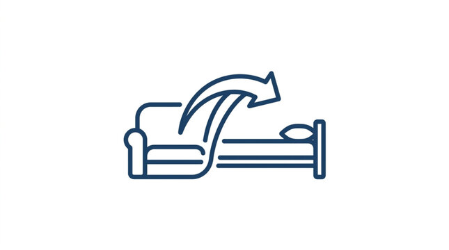 Sofa bed transformation icon representing furniture change.