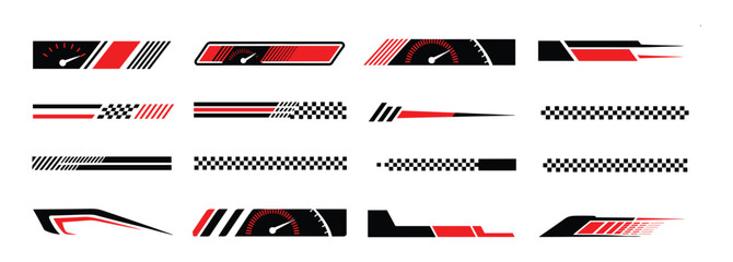 Dynamic Racing Stripes and Graphics: A collection of energetic, abstract designs for automotive customization. speed graphic, automotive art, abstract design, vector art, digital creation. © Jibit