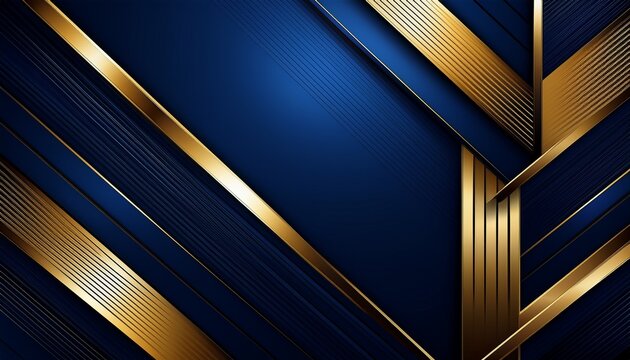 Abstract Dark Blue Luxury Background With Golden Line