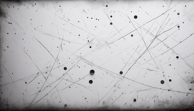 White Background With Scattered Grey Dots And Linear Scratches Forming A Distressed Texture Abstract
